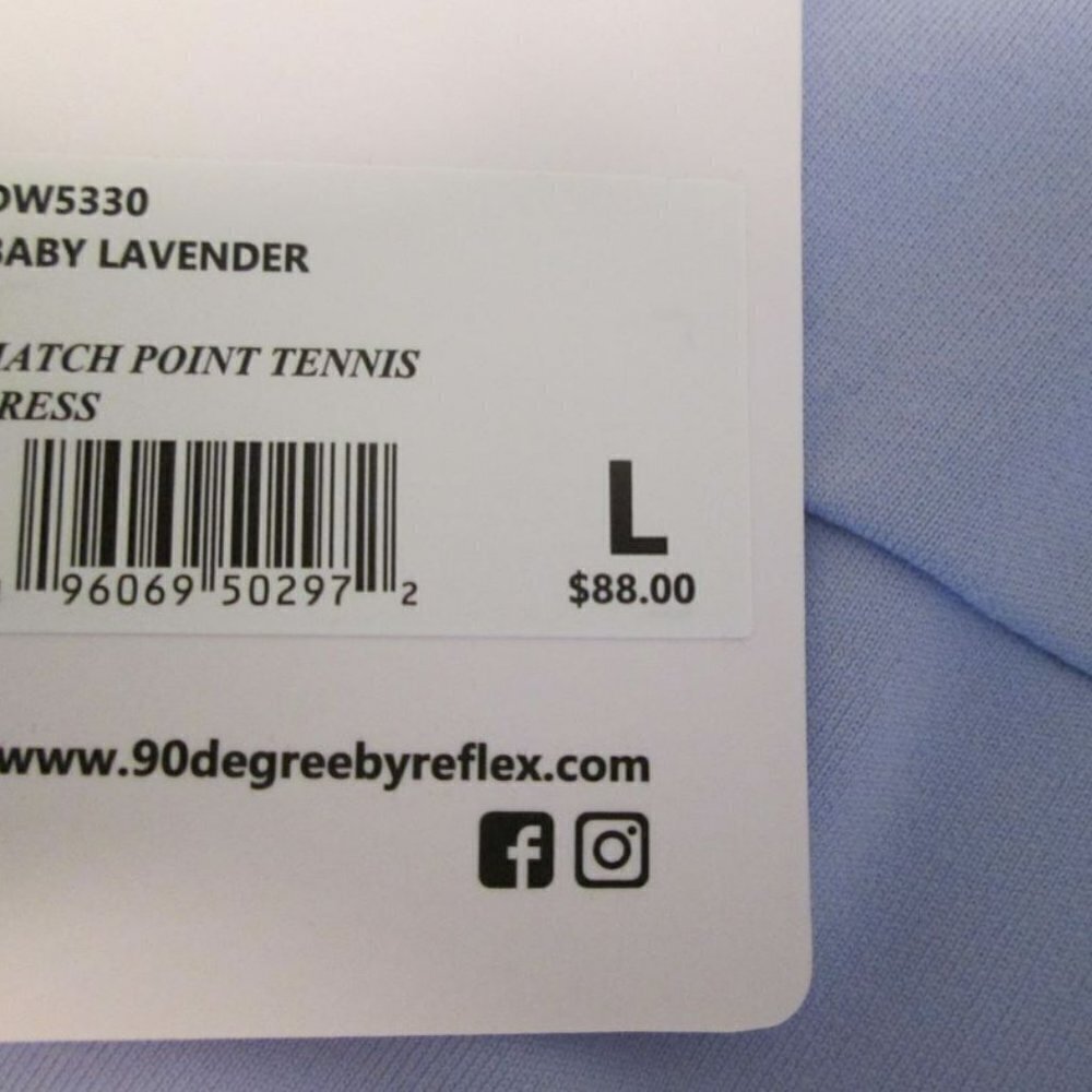 90 DEGREES BY REFLEX-Nudetech Racerback Tennis Dress-Lavender-L-NWT - Picture 8 of 15